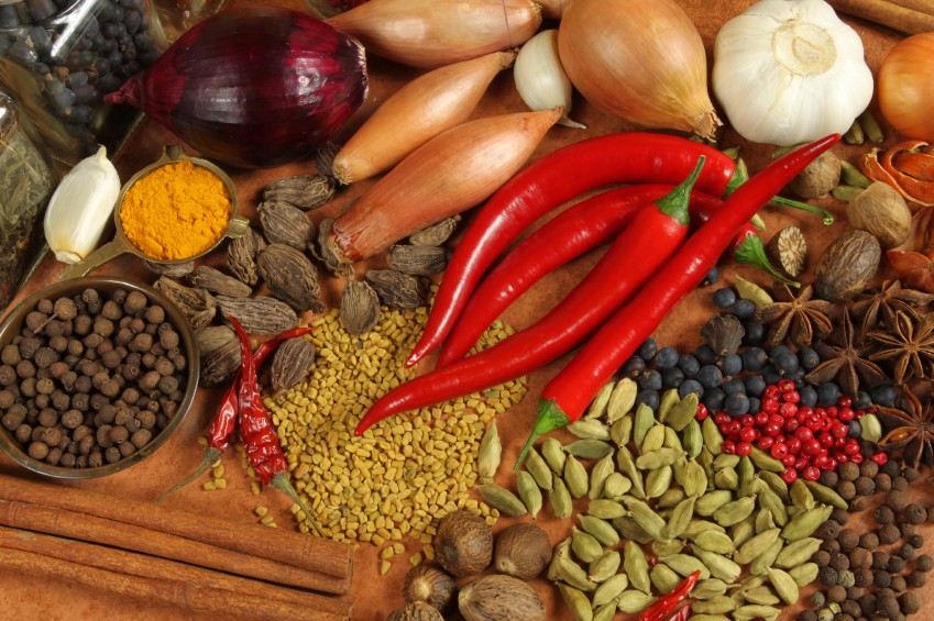 Spices and herbs variety. Aromatic ingredients and natural food additives. Cuisine elements.