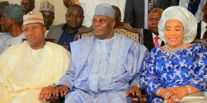 Former Nigerian Vice President, Atiku Abubakar, his wife Titi, Governor of Adamawa State, Bindow and others at the occasio